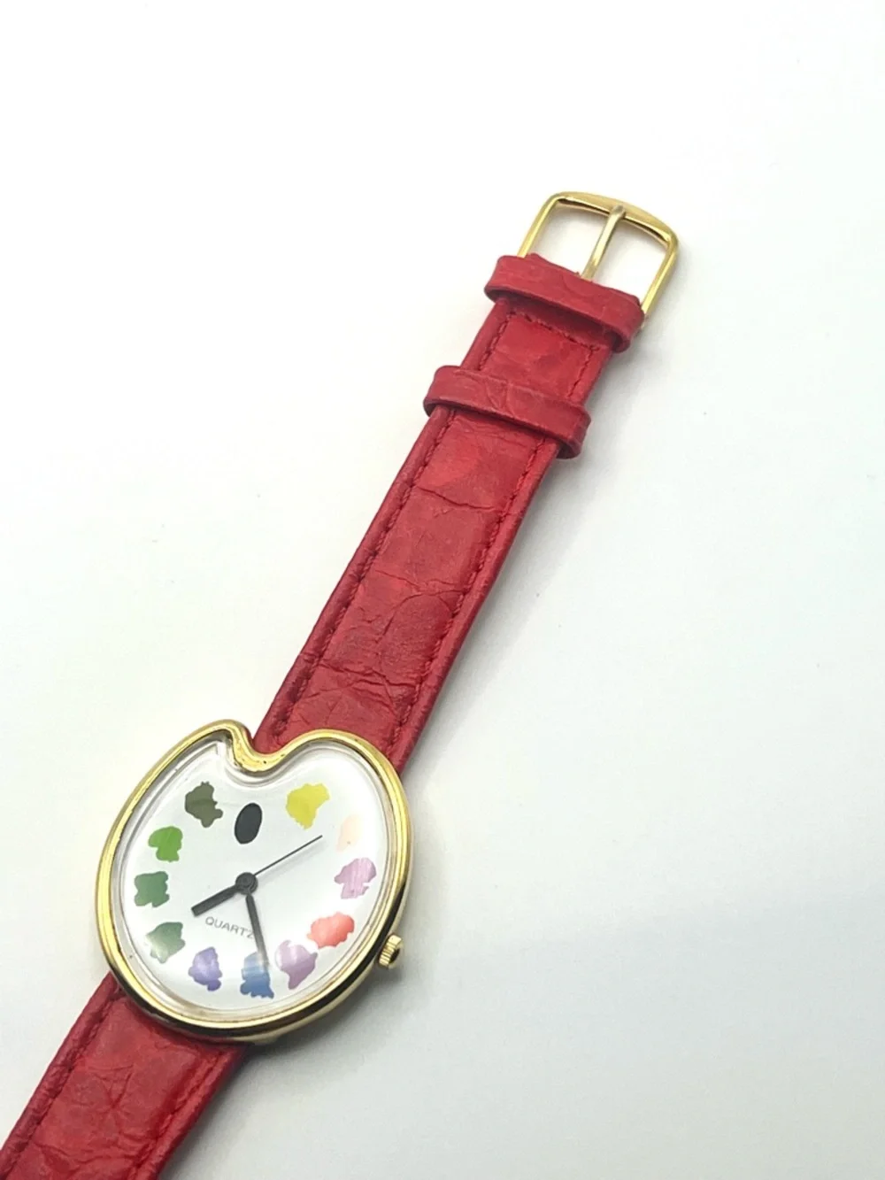 Vintage Palette Paint Quartz Watch with Red Leather Strap - Picture 13 of 13
